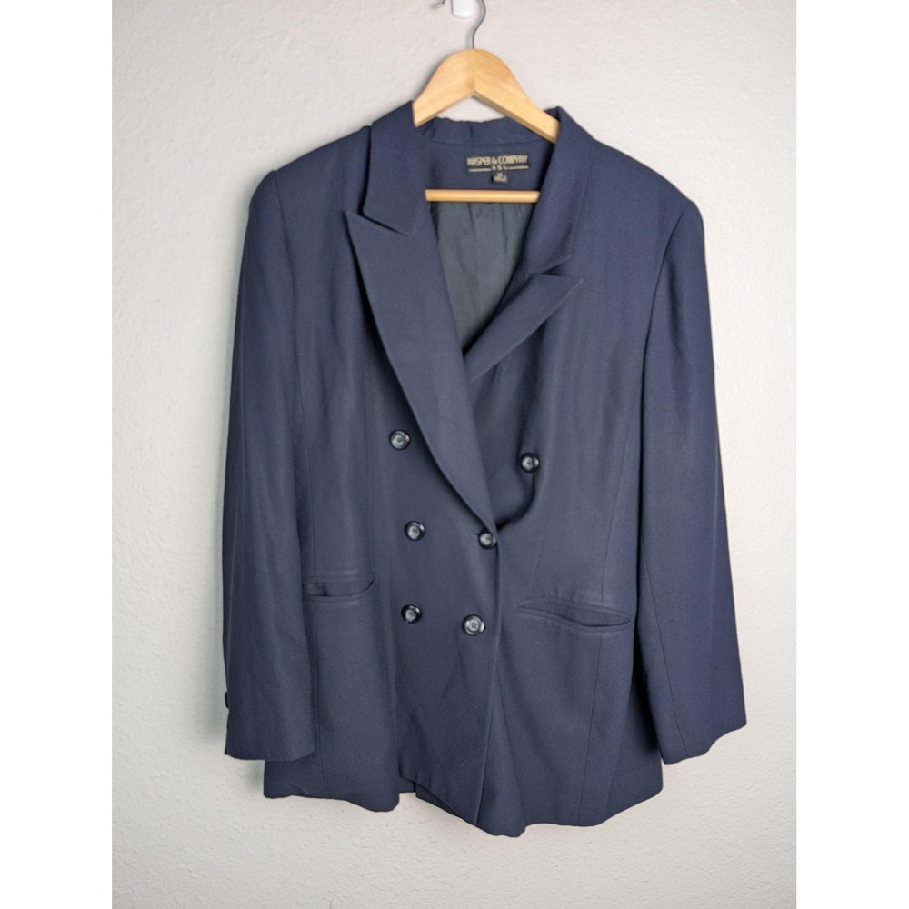 Kasper & Company ASL Suit Jacket Womens‎ 14 Blue Crepe Lined Peak Six-Button